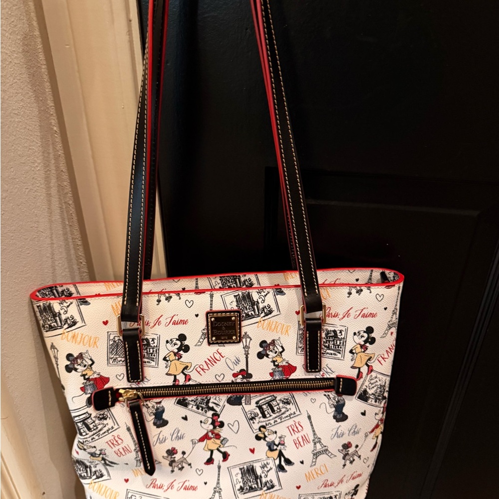 Dooney & Bourke White and Black Tote with Red Accents
